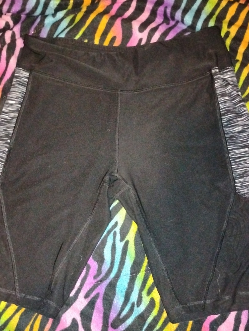 N.Y.L Size M- Women's Black Athletic Shorts with Grey Side Panels